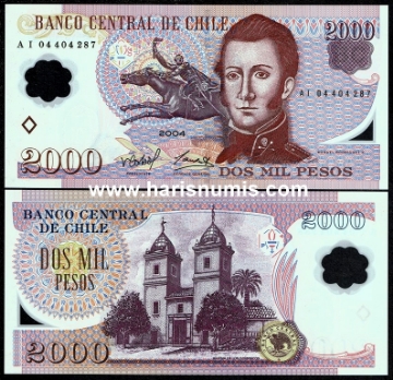 Picture of CHILE 2000 Pesos 2004 P 160a UNC