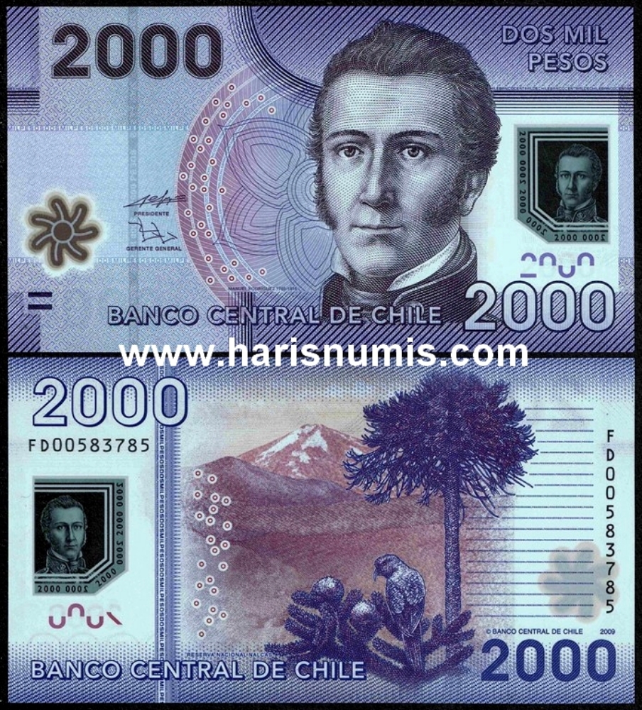 Picture of CHILE 2000 Pesos 2009 P 162a UNC