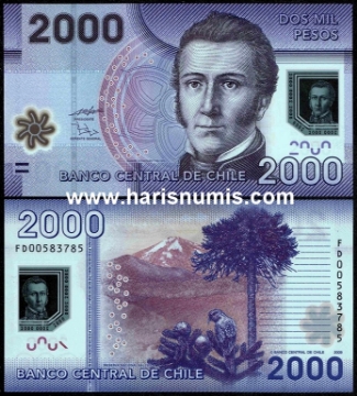 Picture of CHILE 2000 Pesos 2009 P 162a UNC