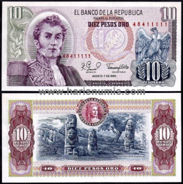 Picture of COLOMBIA 10 Pesos Oro 1980 P407g UNC