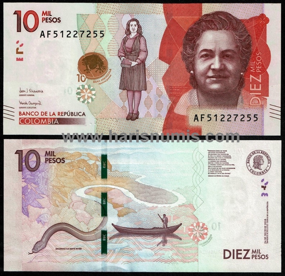 Picture of COLOMBIA 10.000 Pesos 2018 P 460d UNC