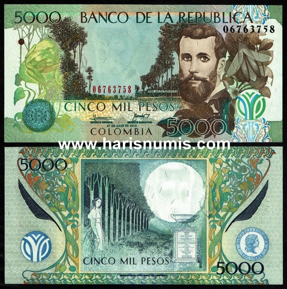 Picture of COLOMBIA 5000 Pesos 2010 P452l UNC