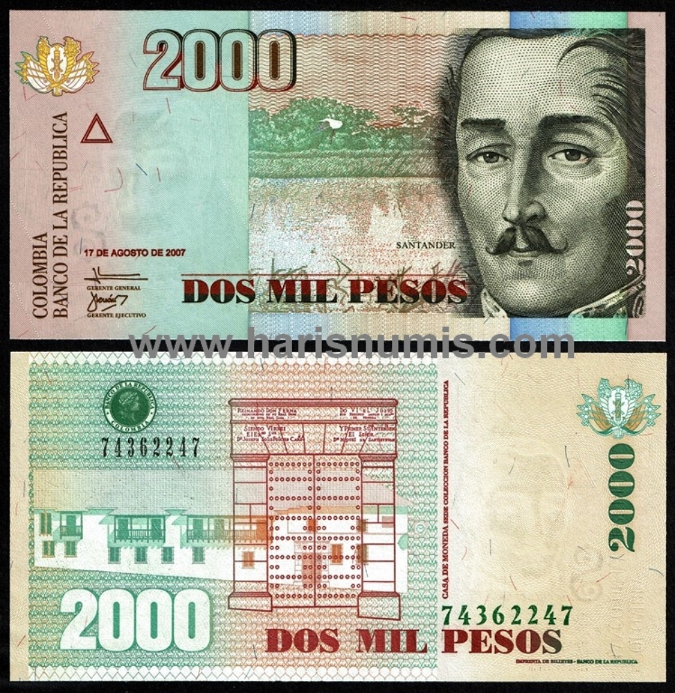 Picture of COLOMBIA 2000 Pesos 2007 P457h UNC