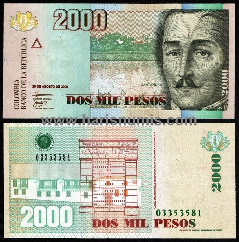 Picture of COLOMBIA 2000 Pesos 2009 P457k UNC