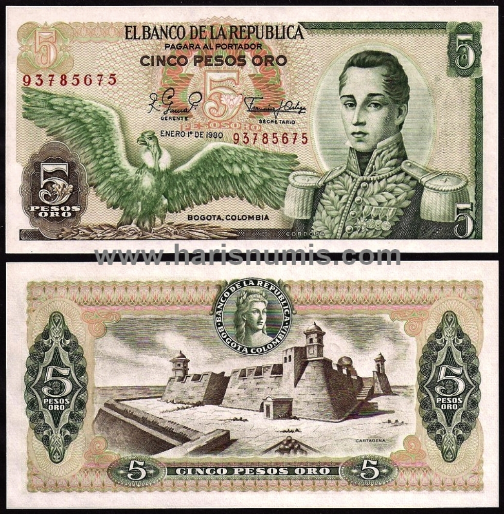 Picture of COLOMBIA 5 Pesos Oro 1980 P406f UNC