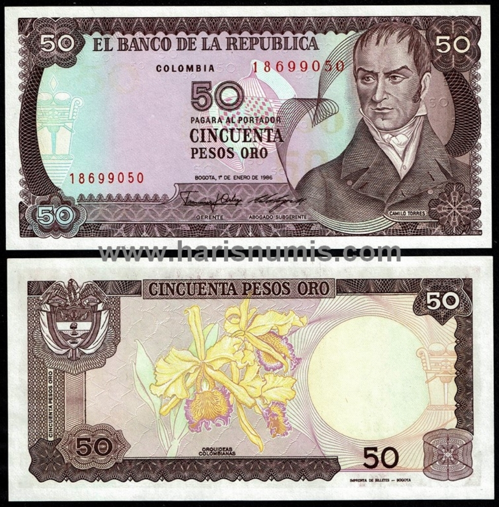 Picture of COLOMBIA 50 Pesos Oro 1986 P425b UNC