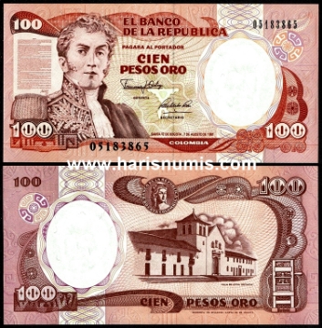 Picture of COLOMBIA 100 Pesos Oro 1991 P426A UNC