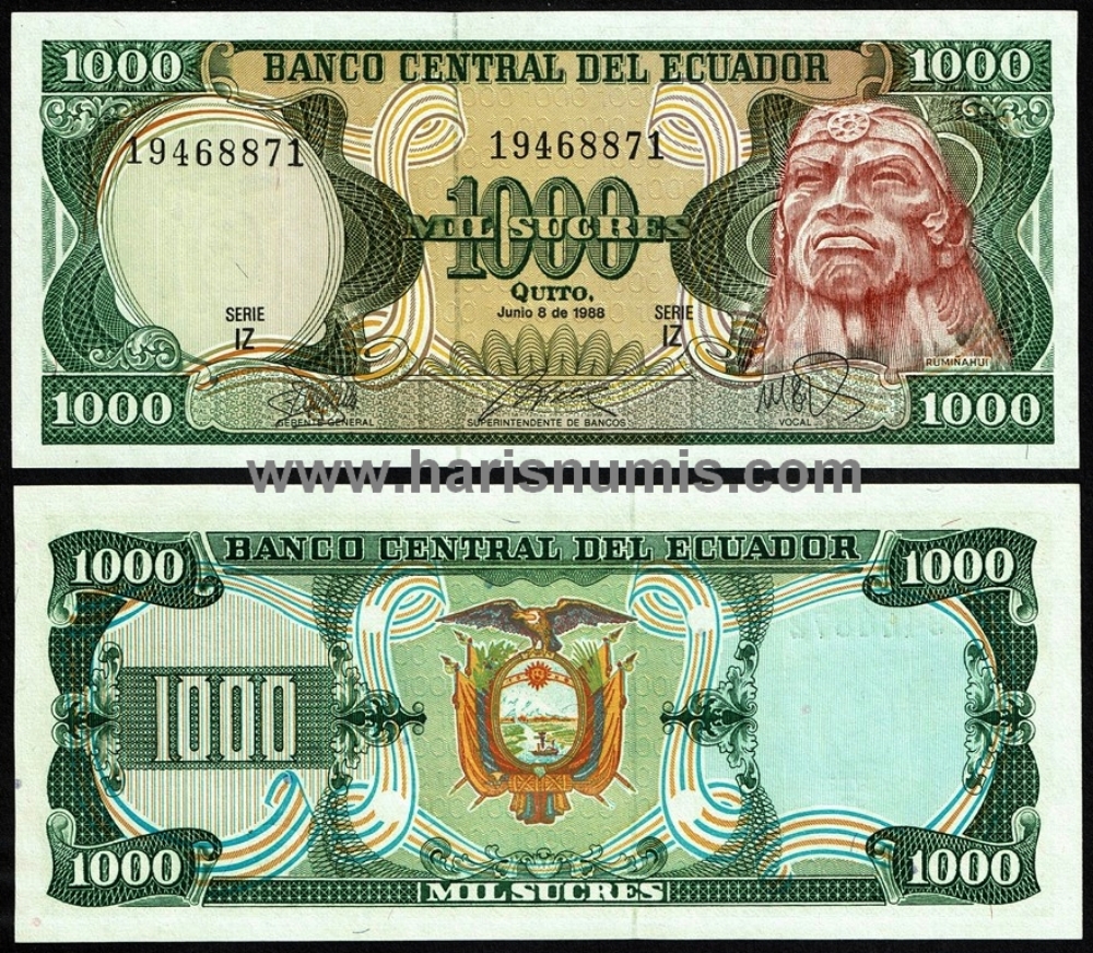 Picture of ECUADOR 1000 Sucres 1988 P 125b.5 UNC