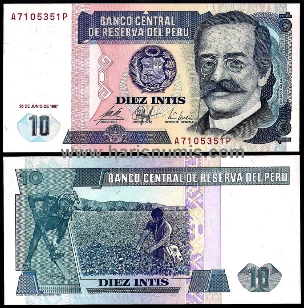 Picture of PERU 10 Intis 1987 P129 UNC