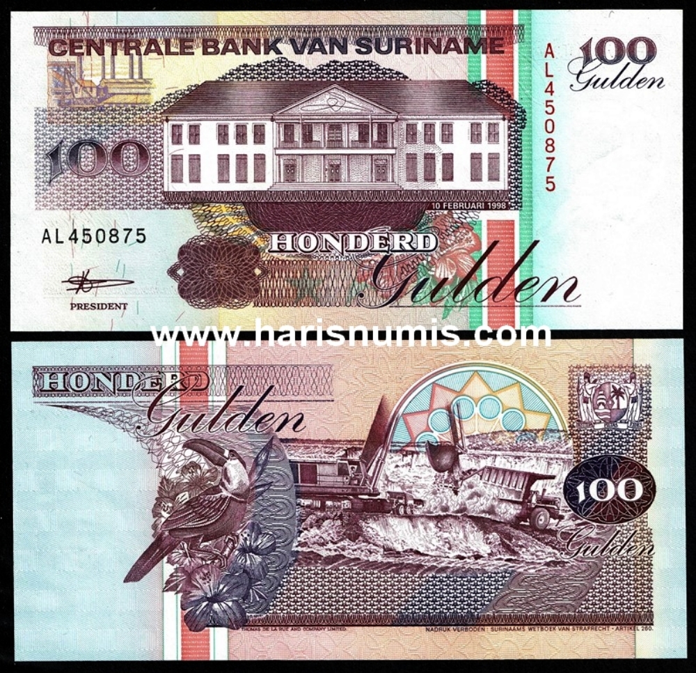 Picture of SURINAME 100 Gulden 1998 P 139b UNC