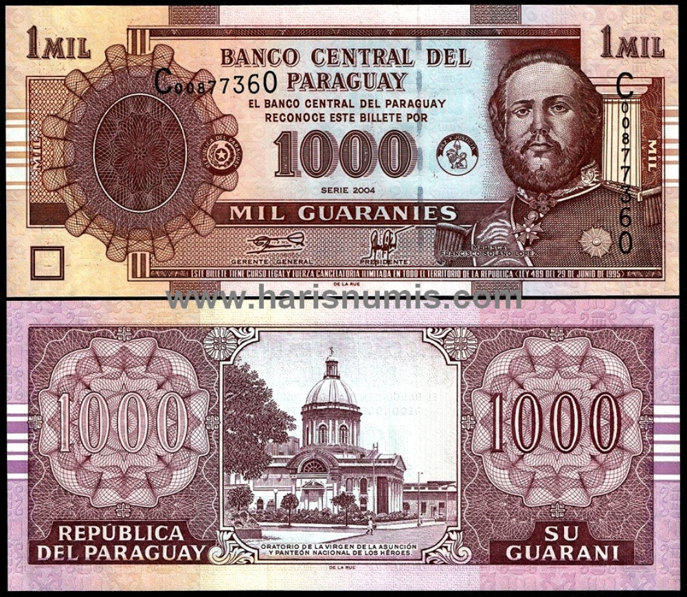 Picture of PARAGUAY 1000 Guaranies 2004 P222 UNC