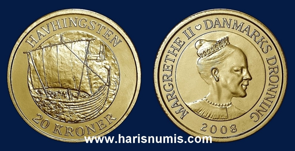 Picture of DENMARK 20 Kroner 2008 The Sea Stallion KM927 UNC