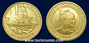 Picture of DENMARK 20 Kroner 2009 Faroese Boat KM936 UNC