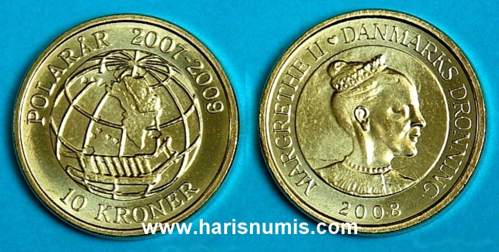 Picture of DENMARK 10 Kroner 2008 Polar coin-Sirius KM 925 UNC