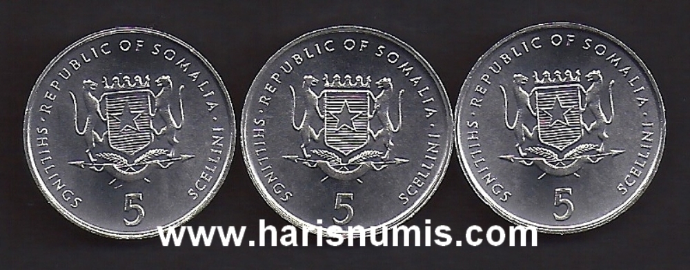 Picture of SOMALIA 3 pcs. 5 Shillings 1999-02 KM45 FAO set UNC