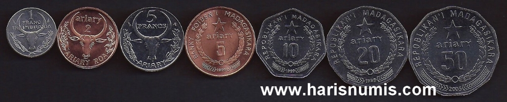 Picture of MADAGASCAR 1 Franc-50 Ariary 1993-05 KM8-30 UNC