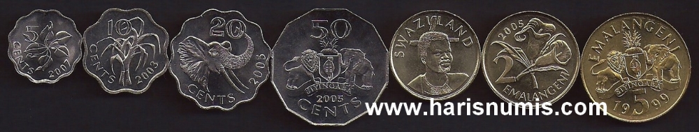 Picture of SWAZILAND 5 Cents-5 Emalangeni 1999-07 KM45-52 UNC