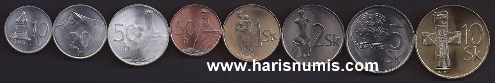 Picture of SLOVAKIA 10 Halierov-10 Koruna 1993-07 KM11-35 UNC