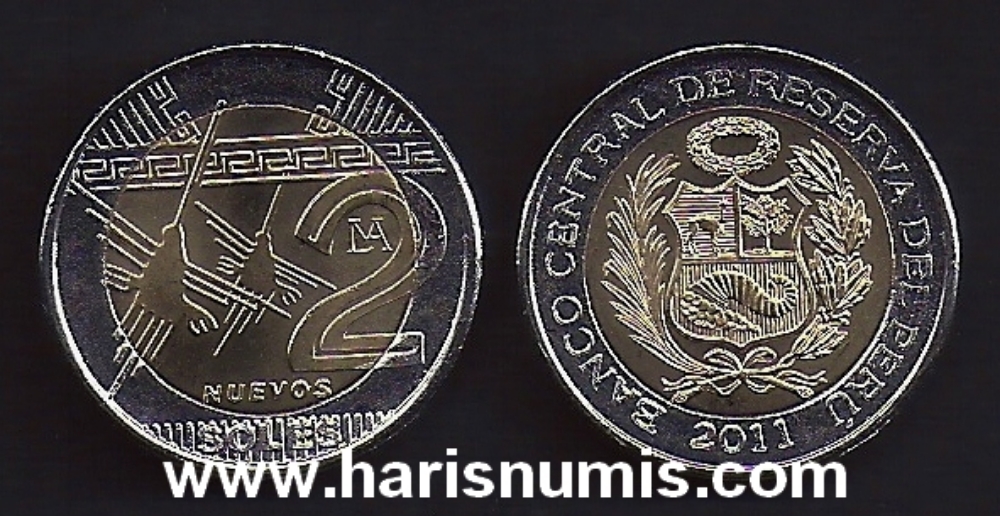 Picture of PERU 2 Nuevos Soles 2011 KM343 UNC