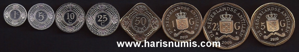 Picture of NETHERLANDS ANTILLES 1 Cent-5 Gulden 1990-10 UNC