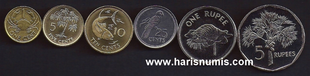 Picture of SEYCHELLES 1 Cent-5 Rupees 2004-10 KM46-51 UNC