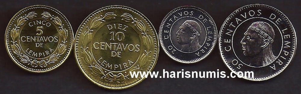 Picture of HONDURAS 5-50 Centavos 1999-06 KM72-84 UNC