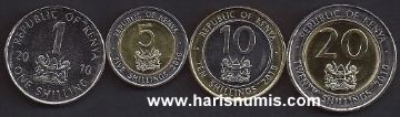 Picture of KENYA 1-20 Shillings 2010 KM34-37 UNC