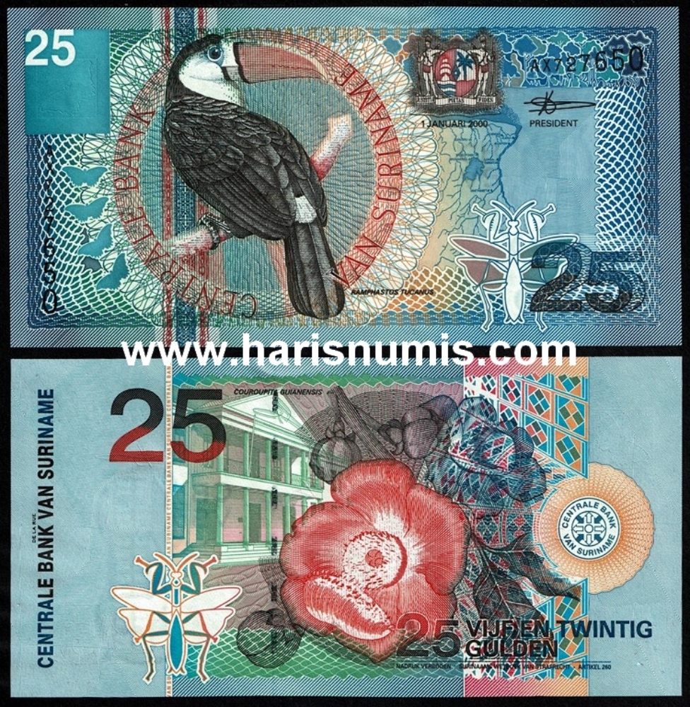 Picture of SURINAME 25 Gulden 2000 P 148 UNC