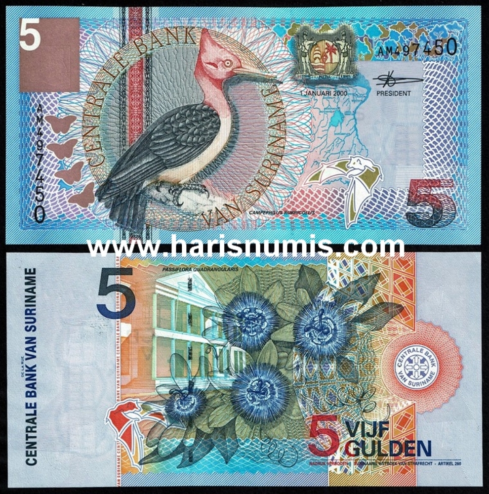 Picture of SURINAME 5 Gulden 2000 P 146 UNC