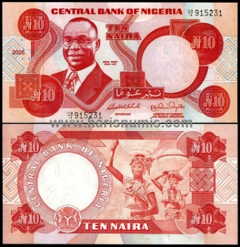 Picture of NIGERIA 10 Naira 2005 P25i UNC