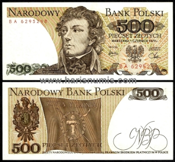 Picture of POLAND 500 Zlotych 1979 P145c UNC