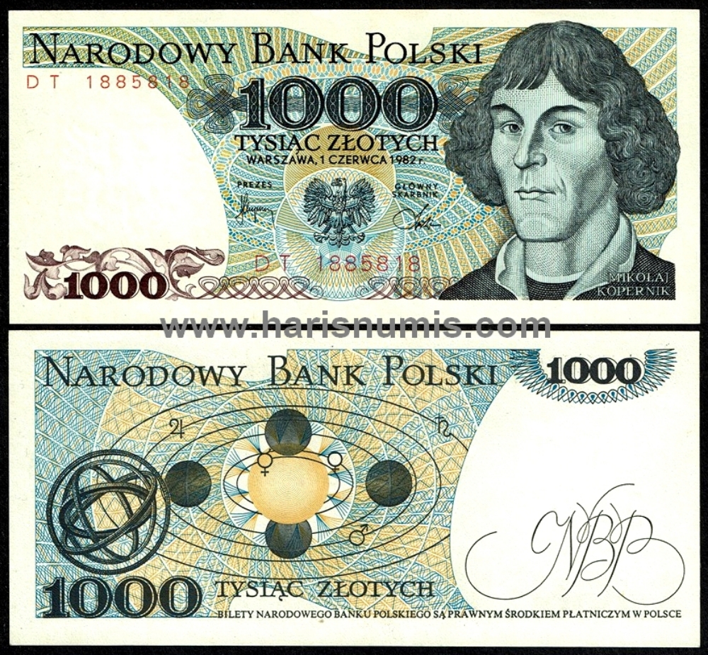 Picture of POLAND 1000 Zlotych 1982 P146c UNC