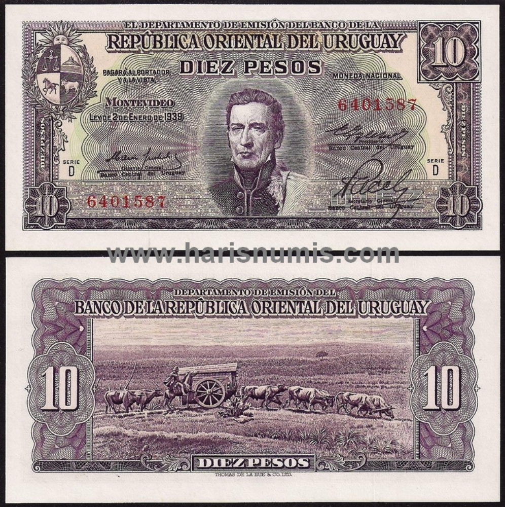 Picture of URUGUAY 10 Pesos L1939 (1967) P42b UNC