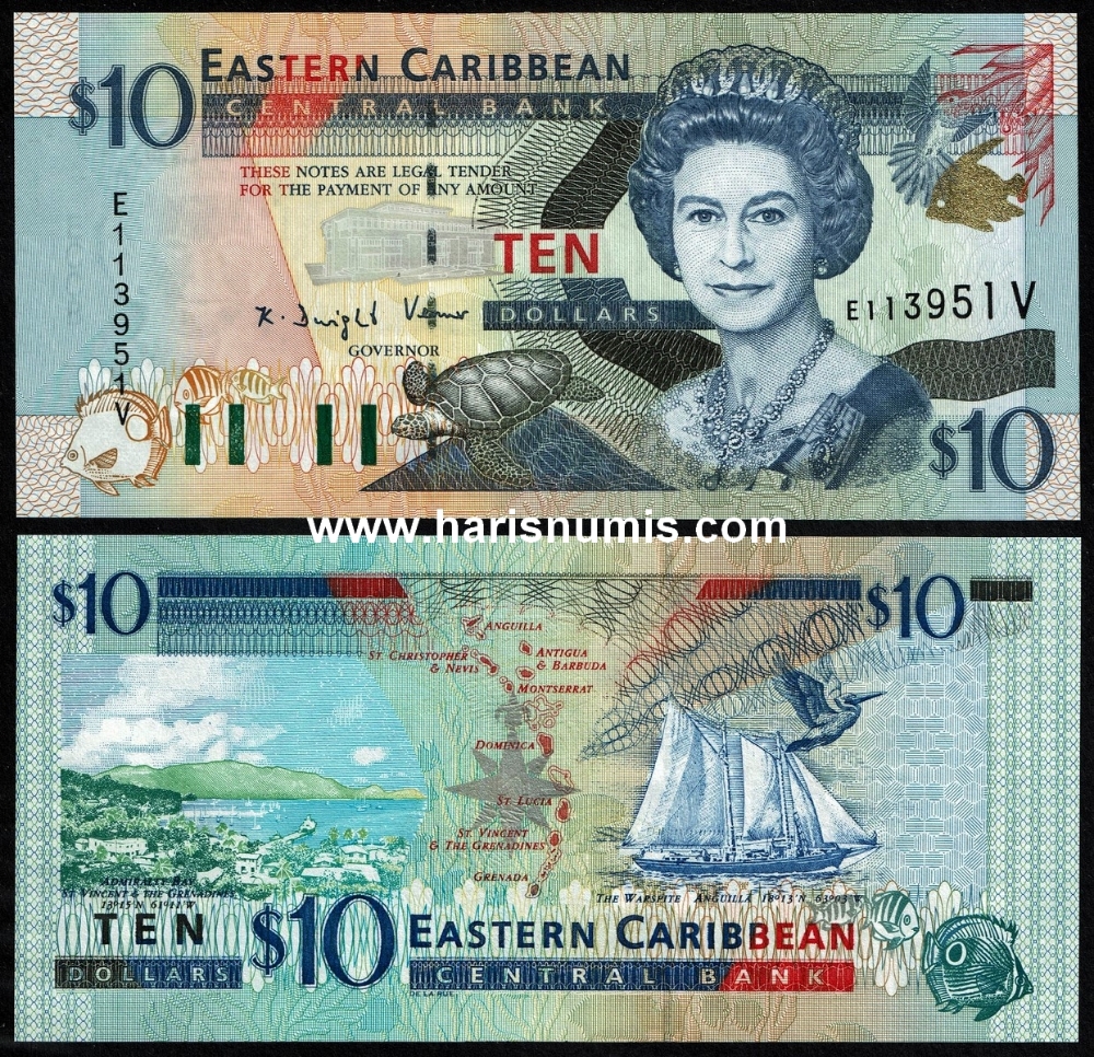 Picture of EAST CARIBBEAN STATES - ST. VINCENT 10 Dollars ND(2000) P38v UNC