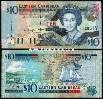 Picture of EAST CARIBBEAN STATES - ST. VINCENT 10 Dollars ND(2000) P38v UNC