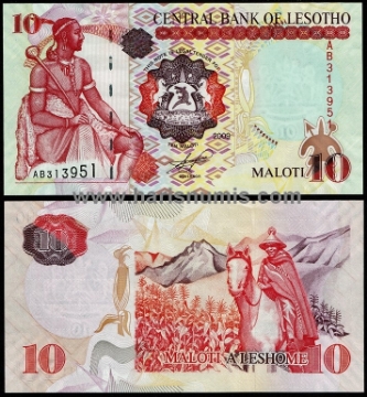 Picture of LESOTHO 10 Maloti 2009 P15 UNC