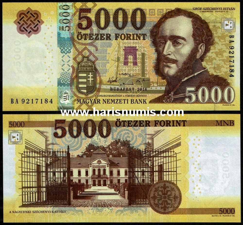 Picture of HUNGARY 5000 Forint 2016 P 205a UNC