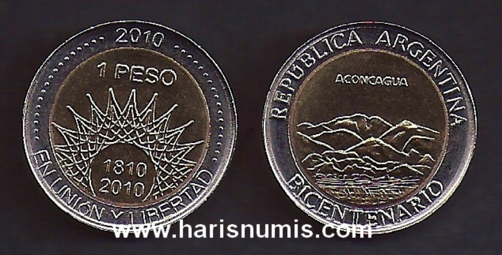 Picture of ARGENTINA 1 Peso 2010, Aconcagua KM157 UNC