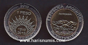 Picture of ARGENTINA 1 Peso 2010, Aconcagua KM157 UNC