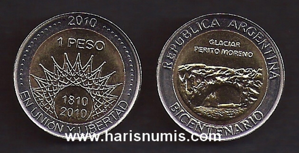 Picture of ARGENTINA 1 Peso 2010, Glaciar Perito Moreno KM160 UNC