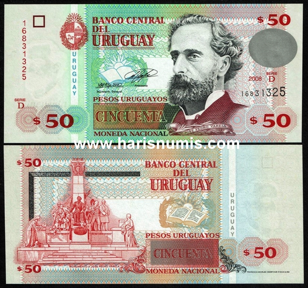 Picture of URUGUAY 50 Pesos Uruguayos 2008 P 87a UNC