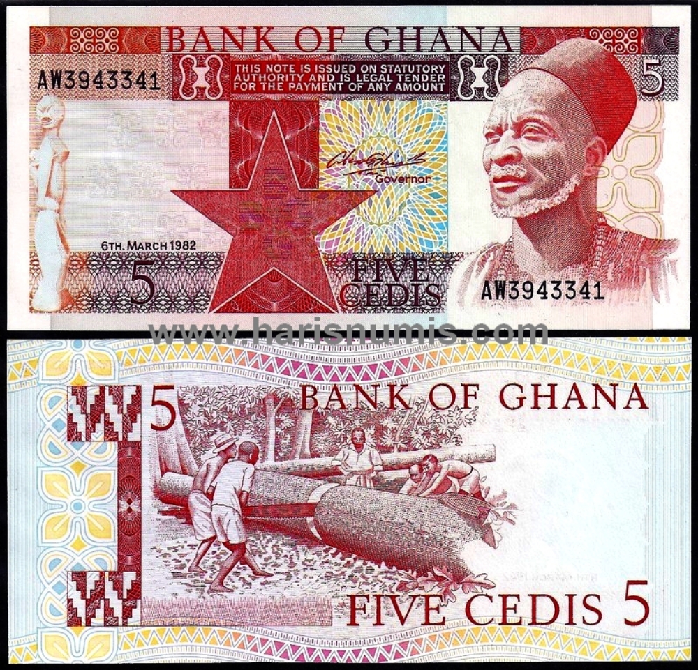 Picture of GHANA 5 Cedis 1982 P19c UNC