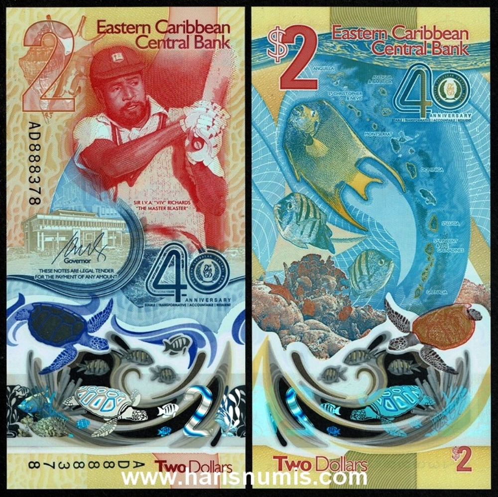 Picture of EAST CARIBBEAN STATES 2 Dollars ND(2023) Comm. P61a UNC