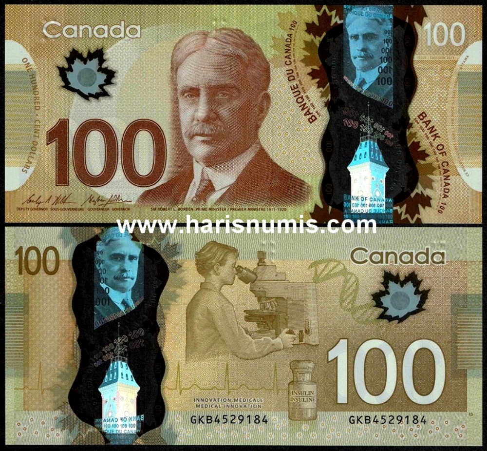 Picture of CANADA 100 Dollars 2011/2014 P 110c UNC