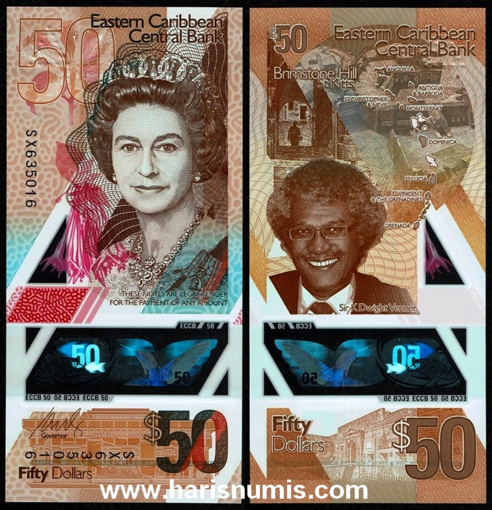 Picture of EAST CARIBBEAN STATES 50 Dollars ND(2019) P59a UNC