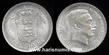 Picture of DENMARK 2 Kroner 1916 Silver KM820 aUNC