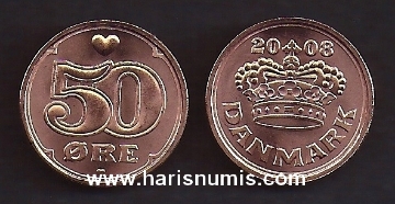 Picture of DENMARK 50 Ore 2008 KM 866.3 UNC