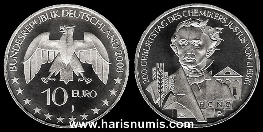 Picture of GERMANY 10 Euro 2003 J Comm. Silver KM222 UNC