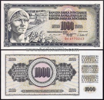 Picture of YUGOSLAVIA 1000 Dinara 1981 P92d UNC