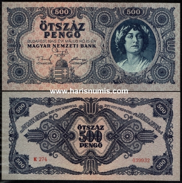 Picture of HUNGARY 500 Pengö 1945 P117a